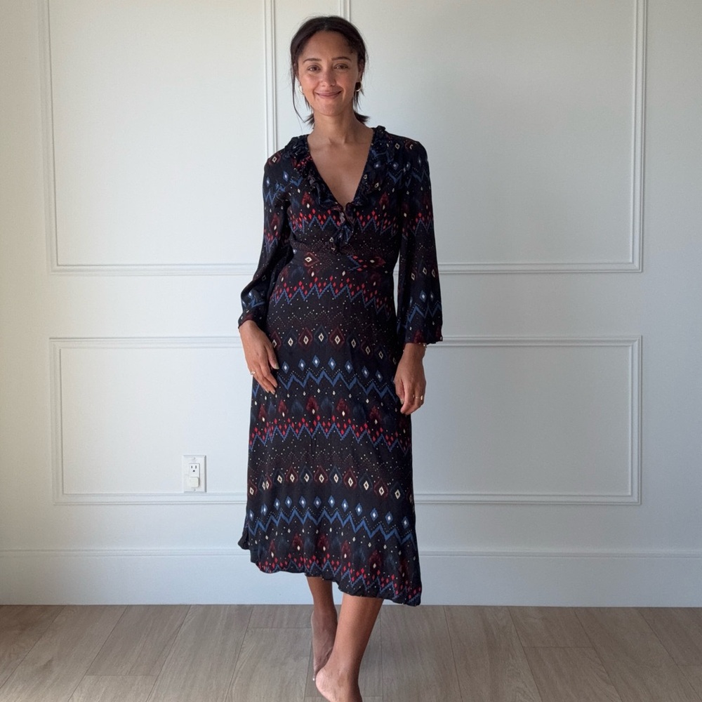 & Other Stories Black and Red Patterned Long Sleeve Dress